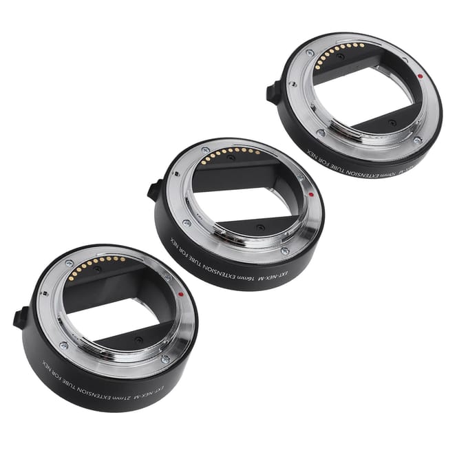 Autofocus Macro Verlengbuis Adapterring 10mm 16mm 21mm voor Sony E-mount Lenzen black