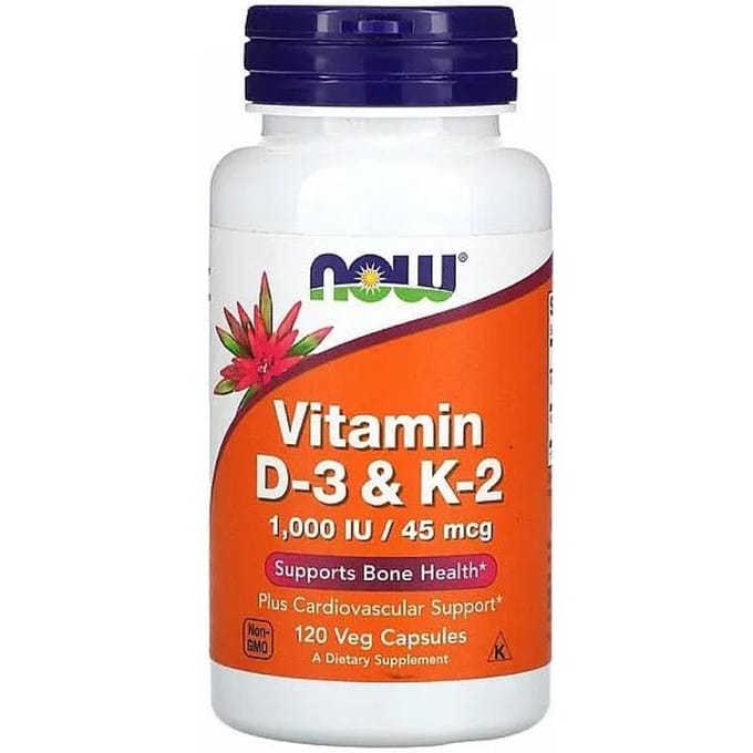 Now Foods - Vitamine D-3 / K2 1000 IE/45 MCG,  120 VCAPS