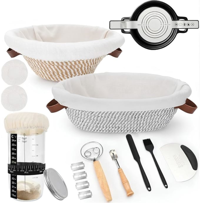 KAD® Zuurdesem Starter Set - 21 Stuks - Zuurdesem - Zuurdesem Starterset - Wit - 23cm x 33cm x 11cm