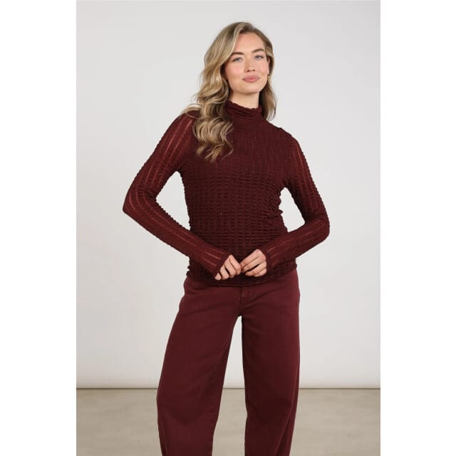NUKUS Goldie Top Tops & T-shirts Dames - Shirt - Bordeaux - Maat L