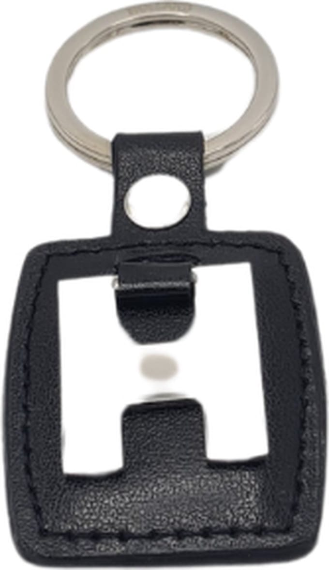 Sleutelhanger - Zilver/Zwart - Letter H - Kunstleer - Metaal
