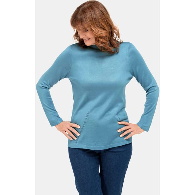 Pullover met opstaande kraag - turquoise - Gr. 20 van Goldner Fashion