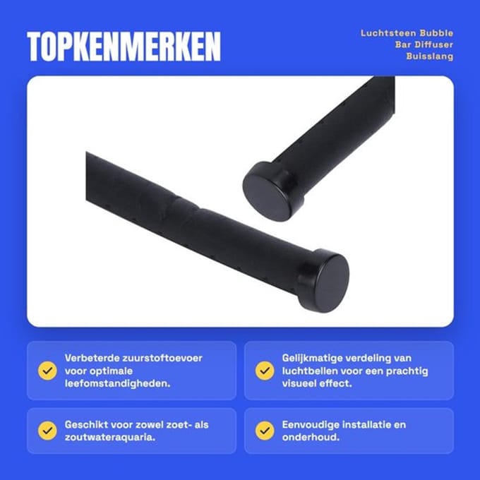 Onf3 - Luchtsteen Bubble Bar - Diffuser Buisslang - 120cm dubbele kop