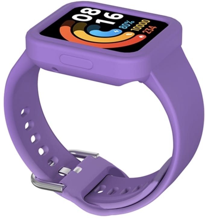 By Qubix - Siliconen band met case - Paars - Geschikt voor Xiaomi Redmi Watch 2 (Lite)