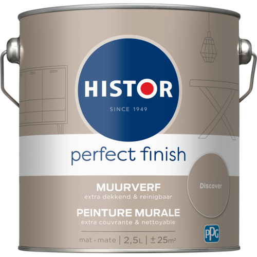 Histor Perfect Finish Muurverf Mat - Perfecte Dekking - Geurarm - 2.5L - Discover - Beige