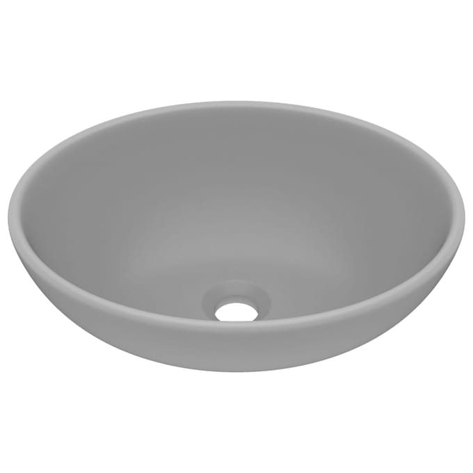 vidaXL - Wastafel - ovaal - 40x33 - cm - keramiek - mat - lichtgrijs