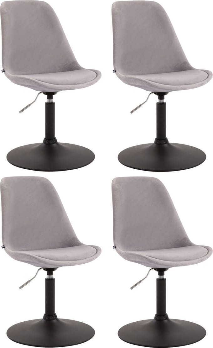 CLP Maverick Set van 4 Eetkamerstoelen - Fluweel grijs zwart