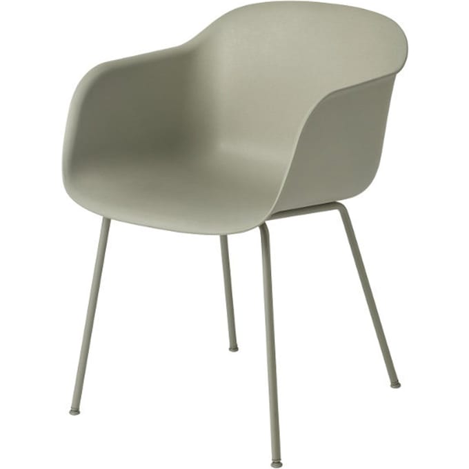 Muuto - Fiber Armleunstoel - Buisonderstel - moddergroen - Frame moddergroen