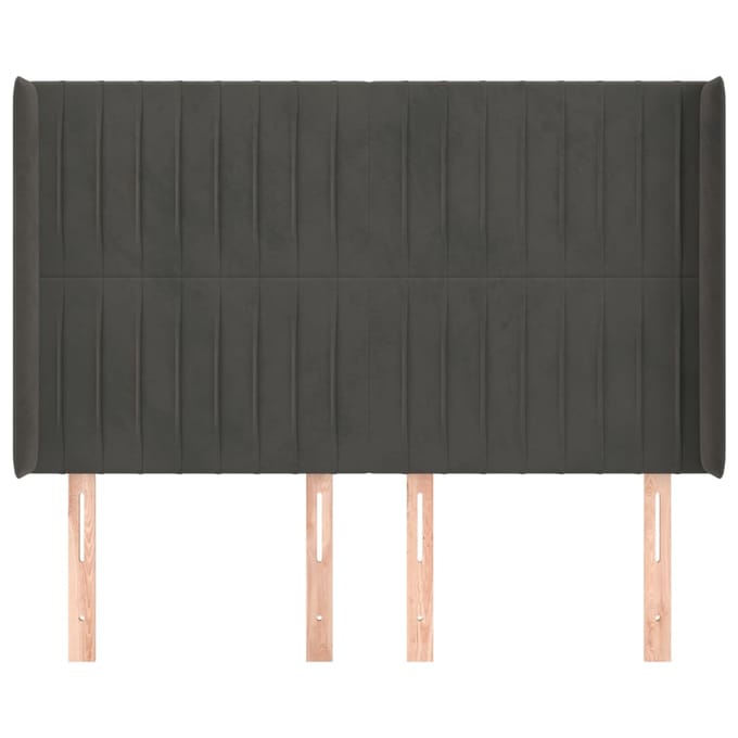 vidaXL - Hoofdbord - met - randen - 147x16x118/128 - cm - fluweel - donkergrijs