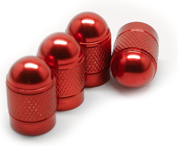 Ventieldopjes Auto – 4 Aluminium Ventieldoppen – Autoventieldopjes – Rood
