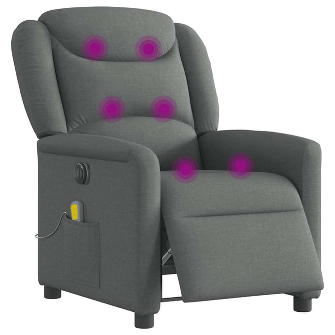 vidaXL - Massagestoel - elektrisch - verstelbaar - stof - donkergrijs