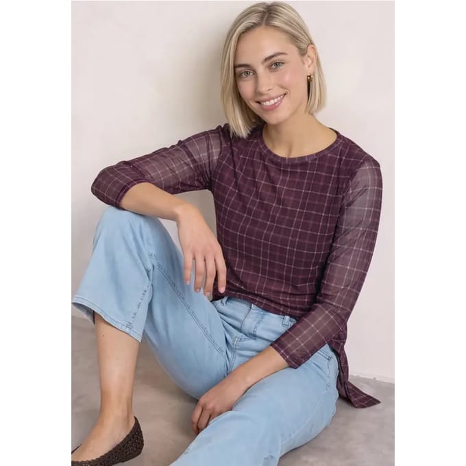 Shirt met 3/4-mouwen van mesh met print