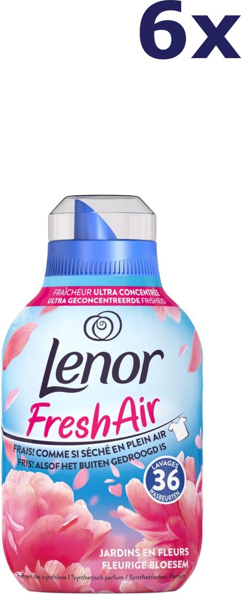 6x Lenor Wasverzachter - 36sc504ml - fresh air fleurige bloesem