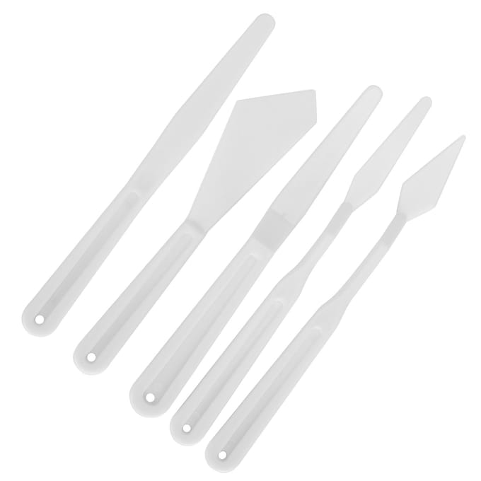 5-delige set plastic paletmessen, draagbare spatels voor olieverfschilderen, accessoire voor schildergereedschap white