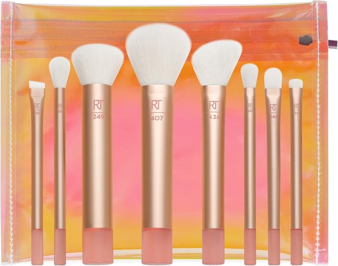 Make-up Borstelset 8 Midi-formaat - Professioneel en Veganistisch - Inclusief Holografische Tas