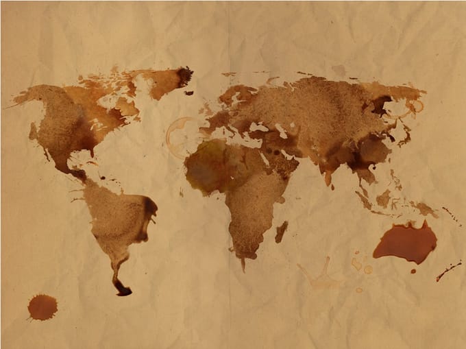 Fotobehang - Thee kaart van de Wereld.