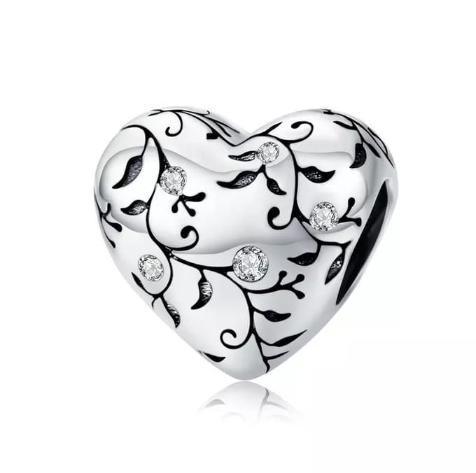 Hart Bedel van 925 Sterling Zilver met Witte Zirkonia - RomyStones