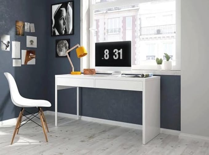 Omkeerbaar bureau met 2 laden - Modern en multifunctioneel in wit glanzend 138 x 75 x 50 cm