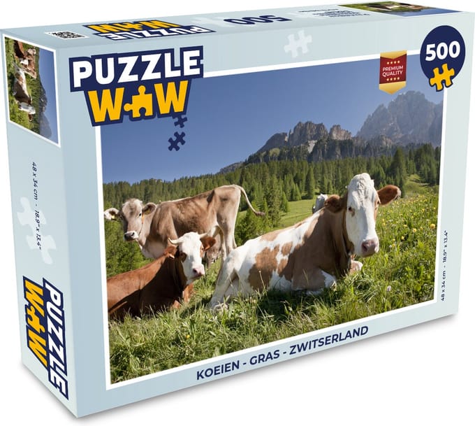 Puzzel Koeien - Gras - Zwitserland - Legpuzzel - Puzzel 500 stukjes
