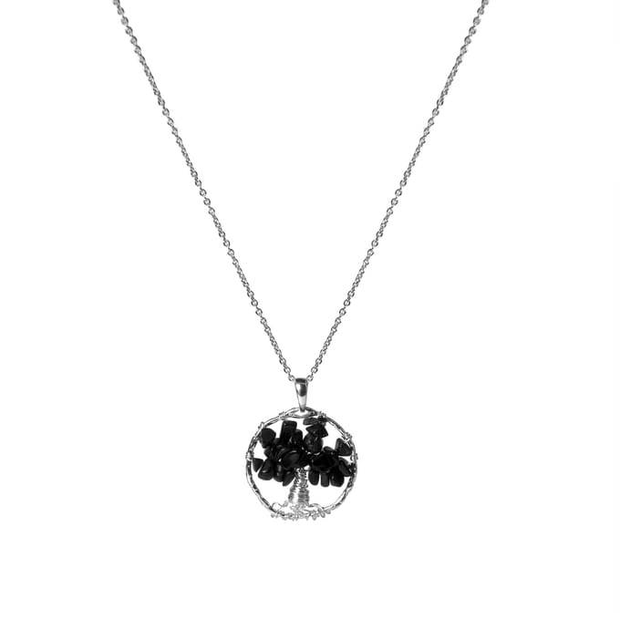 Luxeketting, metaallegering en onyx budleia, gerhodineerde afwerking