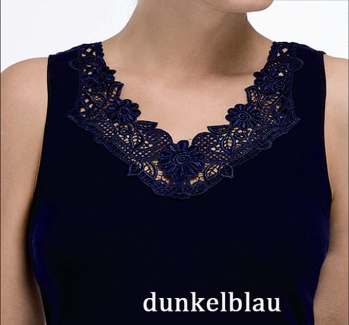 Dames hemd met kant - donkerblauw 52-54