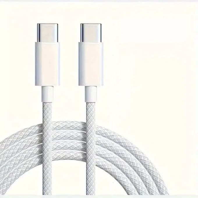 NÖRDIC USBC-520 USB-C naar USB-C Kabel - USB2.0 - 2.4A - 480Mbps - 60W - 2m - Wit