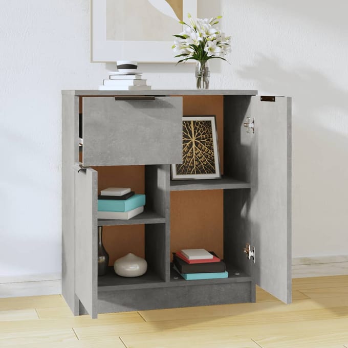 vidaXL - Dressoir - 60x30x70 - cm - bewerkt - hout - betongrijs
