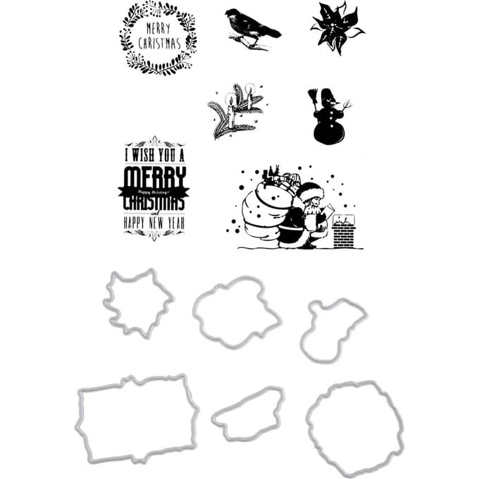 Ponsvormen en stempel set "Merry Christmas"