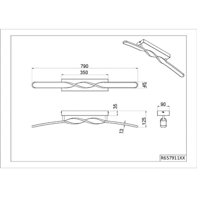 Reality Leuchten LED plafondlamp Ginko, wit mat, metaal, lengte 79 cm