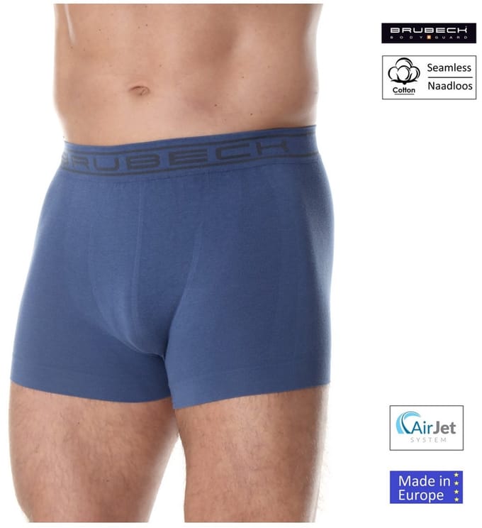 Brubeck Heren Ondergoed Boxershorts - Naadloos Elastisch Katoen - Indigo L