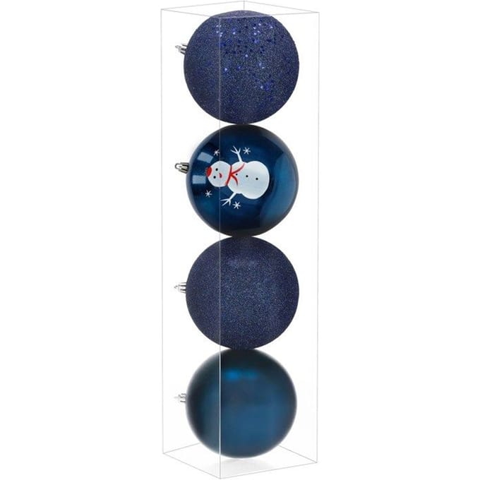 Springos Kerstballen | 4 Stuks | 12 cm | Blauw