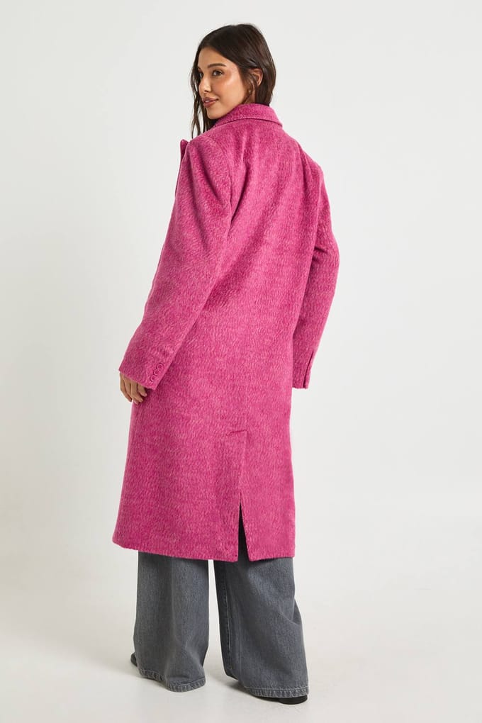 boohoo Dames Getextureerde dubbelrij-wolkijk jas | Roze | Maat: 36