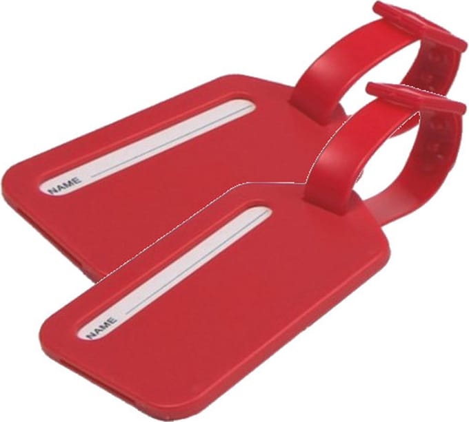 2x Bagagelabel met riempje - Kunststof - Rood