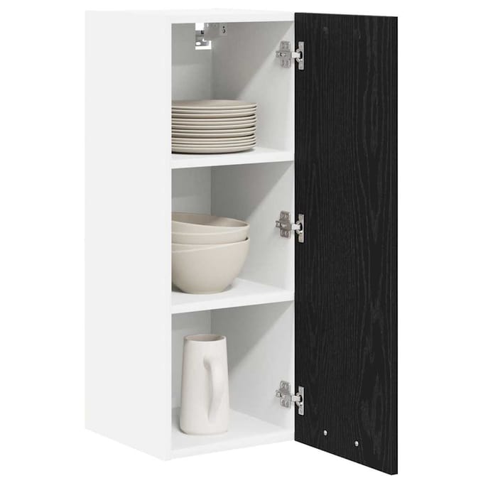 vidaXL - Hangkast - 2 - st - Zwart - Eiken - en - Wit - Bewerkt - hout