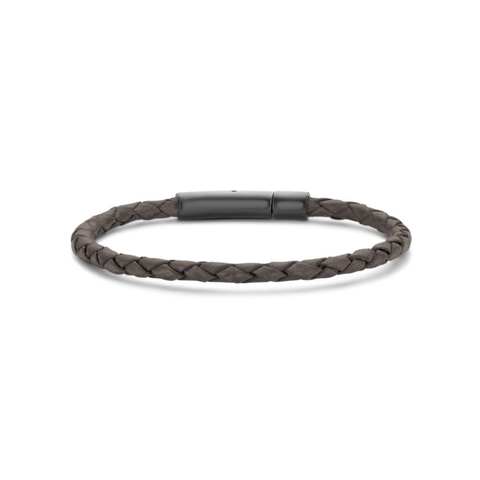 Frank 1967 bracelet vintage grey braided leather 23cm ipb