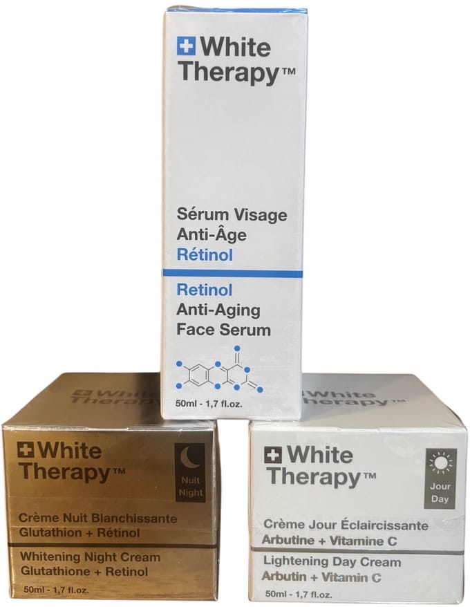 White Therapy Promo Pack – Dagcrème, Nachtcrème & Retinol Anti-Aging Serum (50 ml)