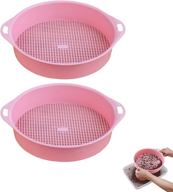 Tuinzeef Set - Bodemzeef Compostzeef - Grond Zeven - 3 Mm Gaas - 2 Stuks - Roze