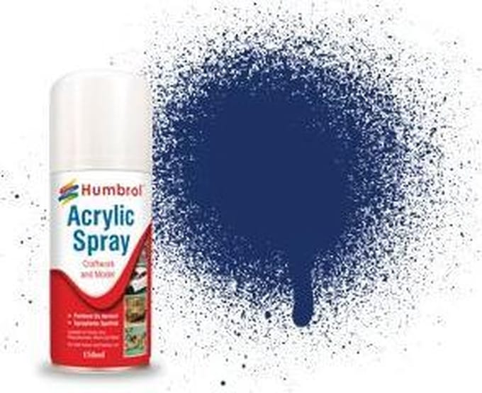 Humbrol Hobbyverf Acrylverf - #15 Midnight Blue - Gloss - Acryl spray Verf spuitbus - 150 ml