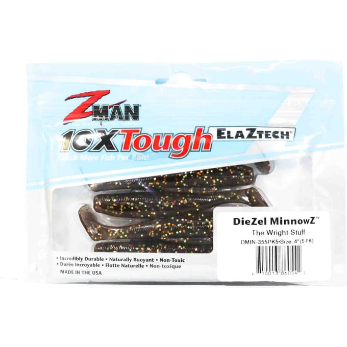Zman Soft Lure Diezel MinnowZ 4 pouces 5 par paquet The Wright Stuff (0542)