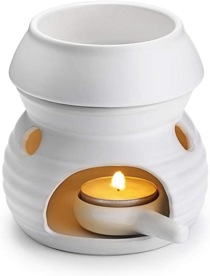 Keramische Wax Smeltbrander met Kaarslepel - Kalebas Model