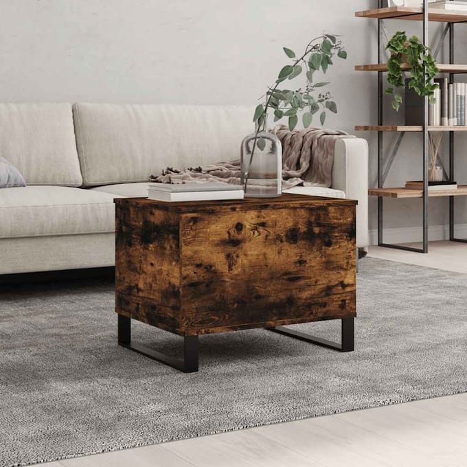 vidaXL - Salontafel - 60x44,5x45 - cm - bewerkt - hout - gerookt - eikenkleurig
