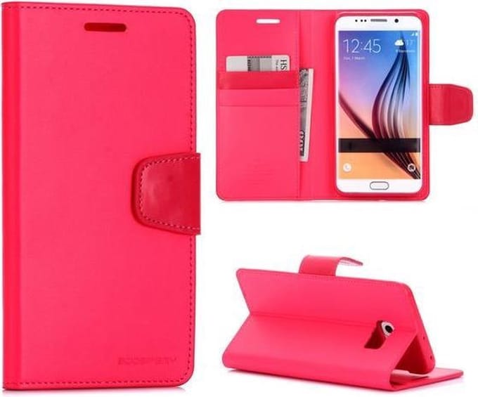 Mercury Sonata Geschikt voor: Samsung Galaxy S6 Edge Plus Hoesje - Bookcase - Roze