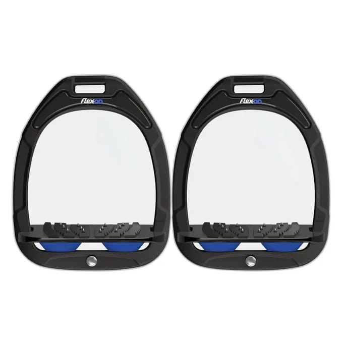 Aluminium stijgbeugels Hellend Grip Zwart/Zwart/Licht Blauw Flex-On