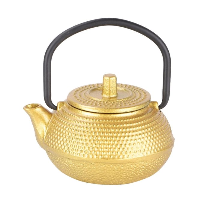 50ml Mini Gietijzeren Theepot met Platte Bodem Theepot Theeservies met Handvat beige