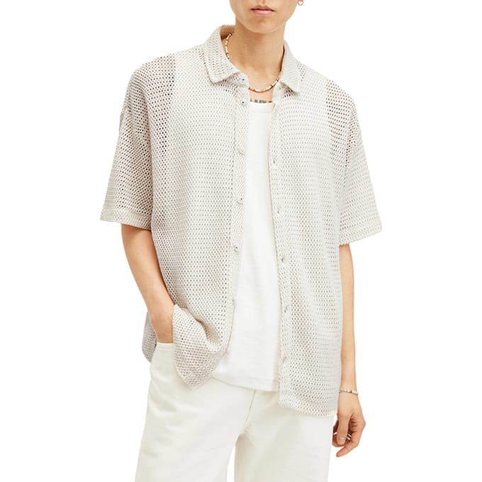 AllSaints Munroe Ss Shirt Chalk White Größe: S | Casual hemden Outlet | Herren | Weiß