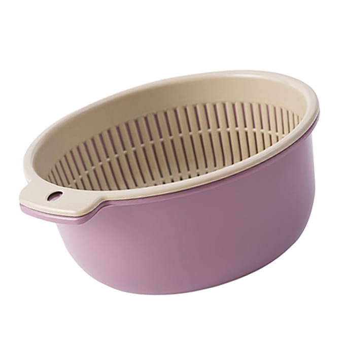 Keukenzeef Vergiet Kom Set Dubbele Laag Plastic Fruit Groente Wasmand Afdruipkommen Small beige
