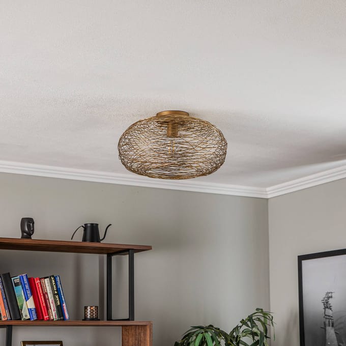 Lindby - plafondlamp - 1licht - IJzer - H: 22 cm - E27 - goud