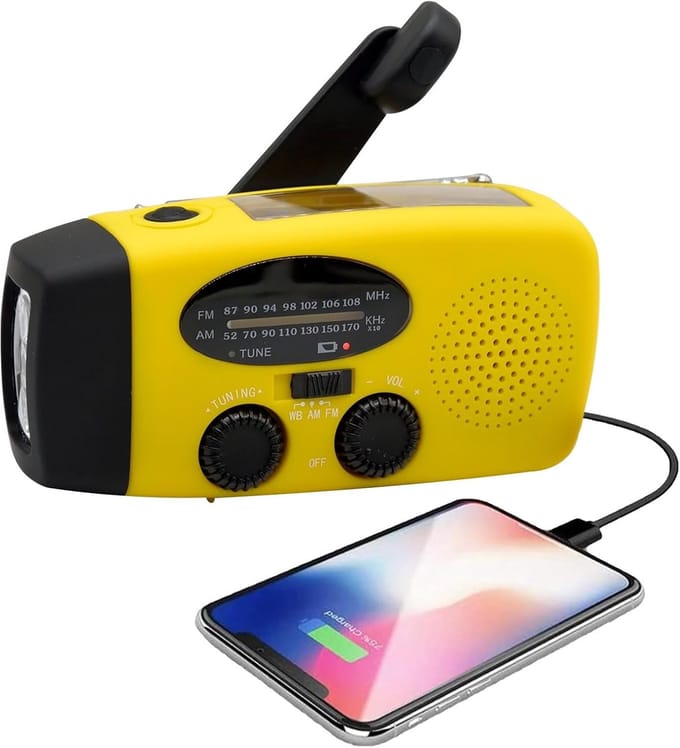 Noodradio - Survival - Hand Crank - 2000 MAH - Oplaadbare Telefoonlader - Draagbare Weerradio - Camping - Geel