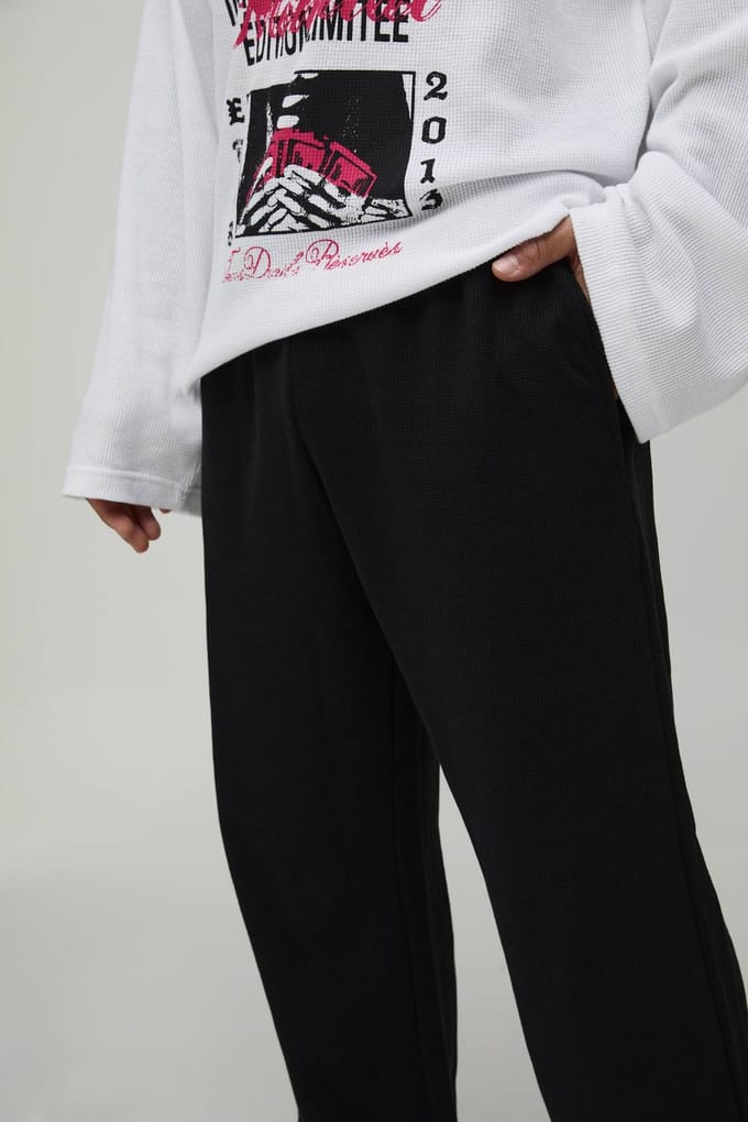 Ontspannen Wafel Joggingbroek | Black | Size Small