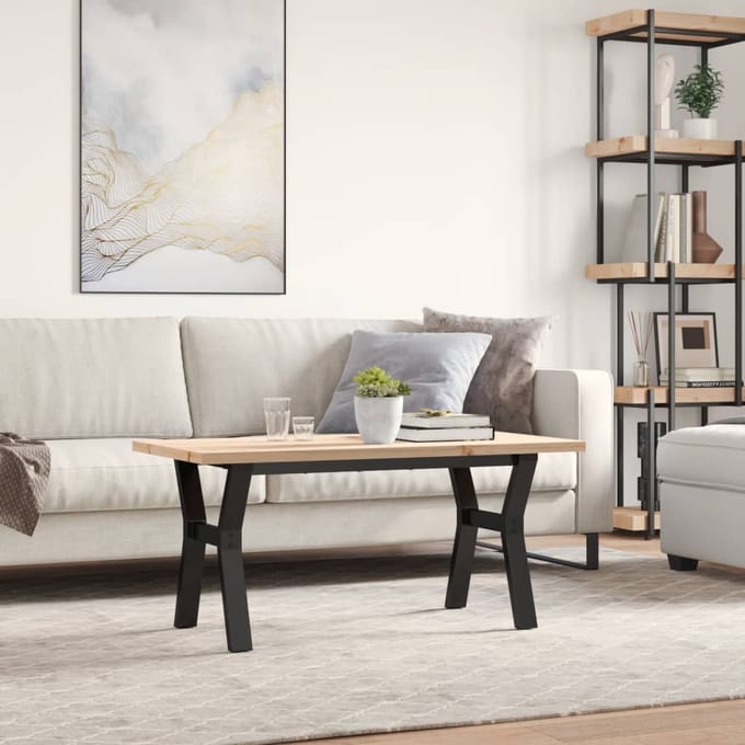 vidaXL - Salontafel - Y-frame - 100x50x45,5 - cm - grenenhout - en - staal
